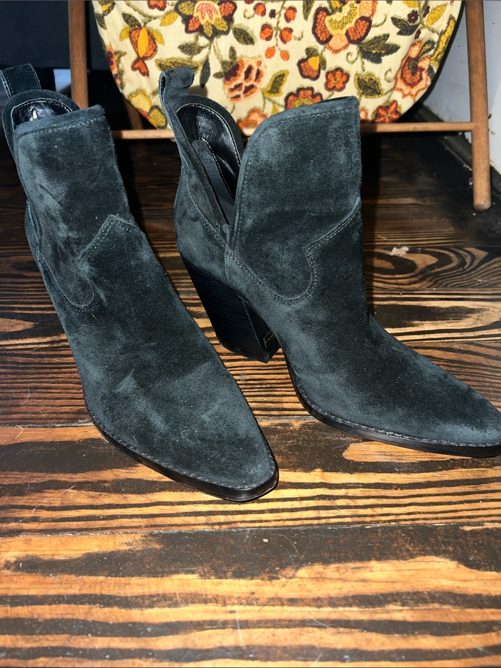 Vince Camuto Black Suede Pointed-Toe Ankle Boots